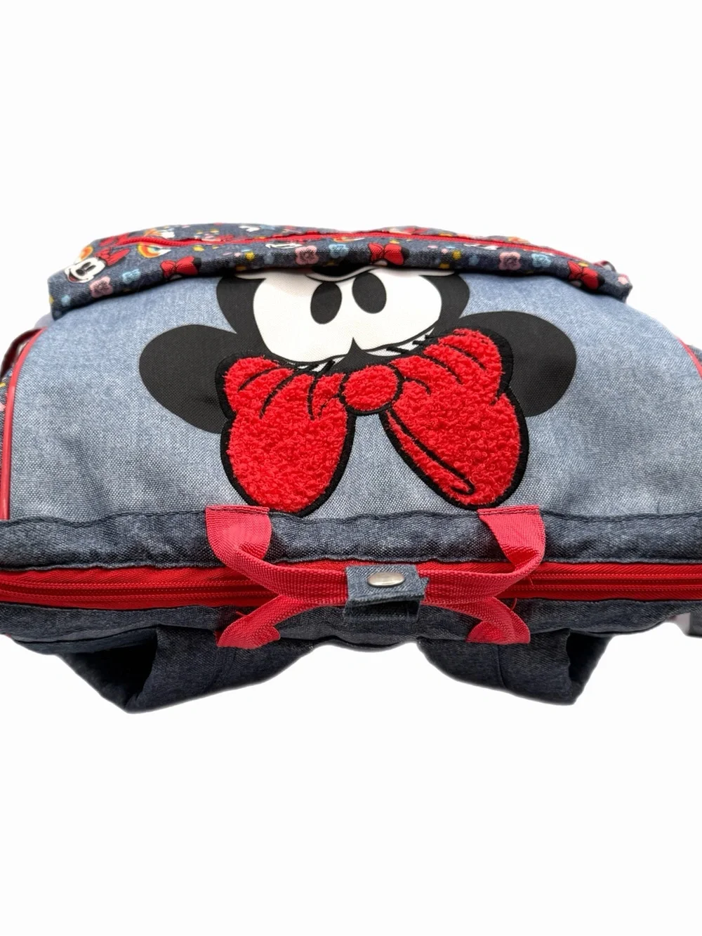 Disney Store Denim Minnie Mouse 16” Jean Denim Backpack